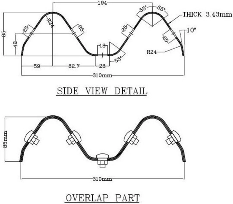 Metal Aluminum-Zinc Steel Sheet High Speed Expressway Fence Protection Highway Crash Guardrail 2/3 Waves Making Equipment